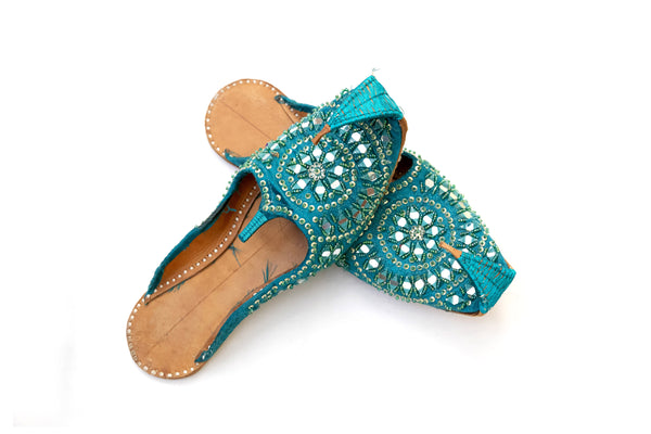 Teal Dulha Khussa - Shoes - Women's - South Asian Fashion