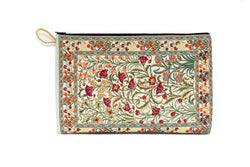 Beige Cotton Silk Embroidered Pouch - Bag - South Asian Accessories