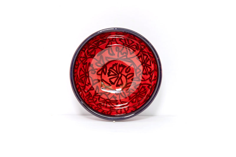 Red & Black Turkish Ceramic Bowl - Unique South Asian Home Decor