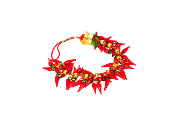 Glass Red Chili Pepper Necklace - Unique South Asian Fashion