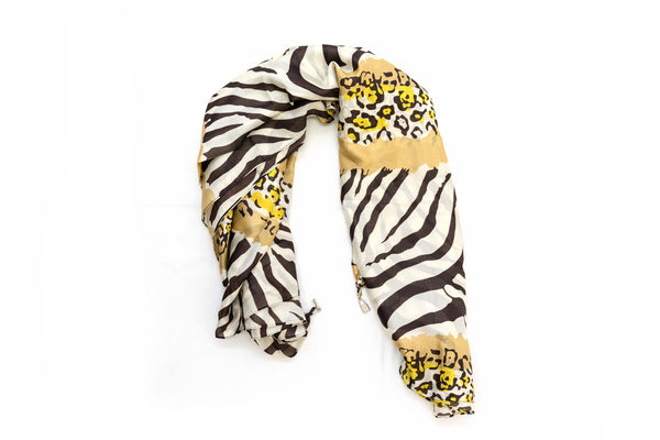 Yellow Animal Print Chiffon Dupatta - Scarf - South Asian Outerwear