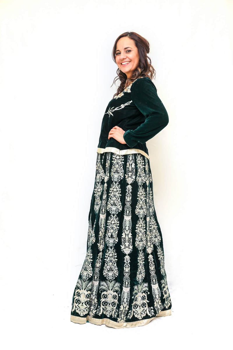 Velvet Embroidered Skirt and Blouse - Trendz & Traditionz Boutique 