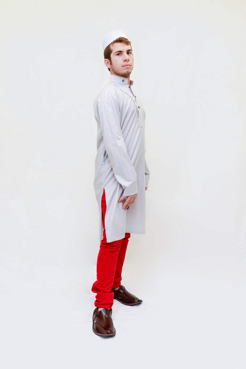 Men Cotton Grey Shirt-Kameez-Kurta- Trendz & Traditionz Boutique