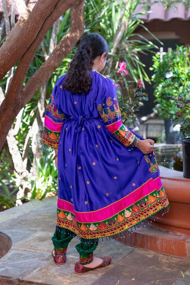 Girls Afghan Velvet Dress-Frock- Trendz & Traditionz Boutique 