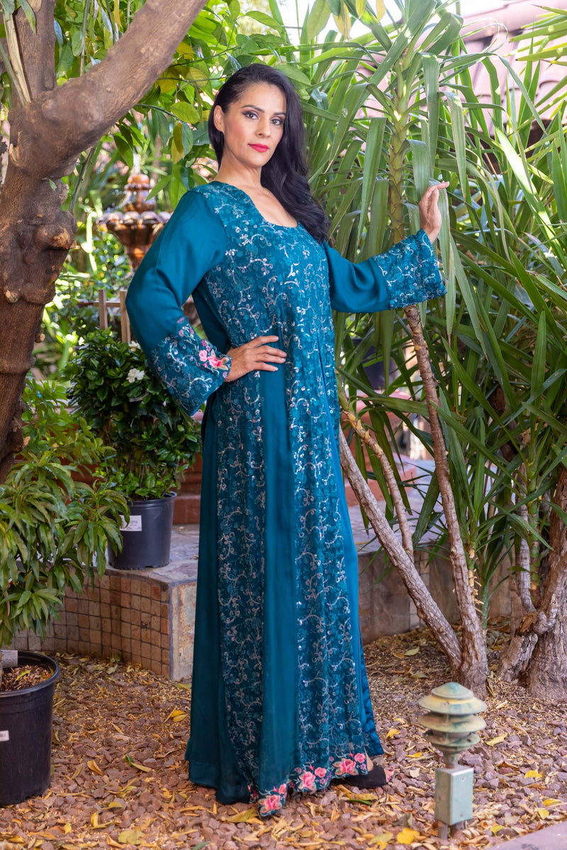 Embroidery Chiffon Maxi-Gown- Trendz & Traditionz Boutique