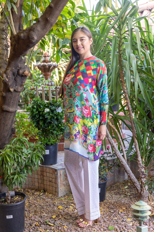 Silk Printed Shirt by Sana Safinaz - Trendz & Traditionz Boutique 