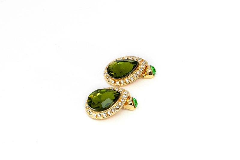 Green Earrings With Large Peridot Colored Stone - Trendz & Traditionz Boutique 