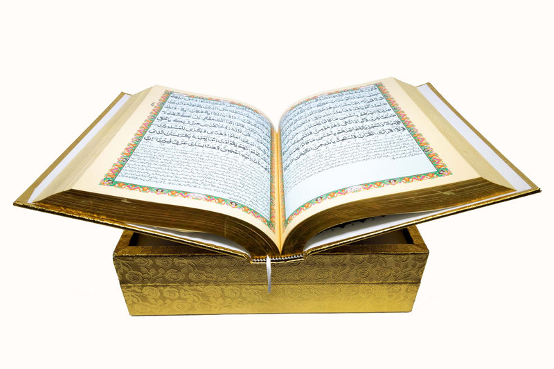 Quran in a Gold Bookcase with Compartments