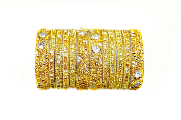 Gold Bangles With Rhinestones - Trendz & Traditionz Boutique