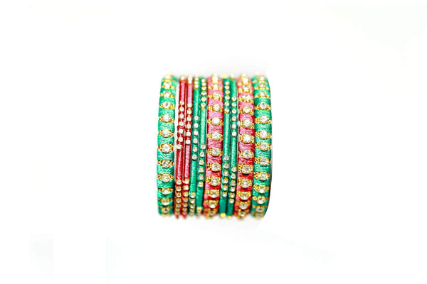 Red And Green Thread Bangles - Trendz & Traditionz Boutique