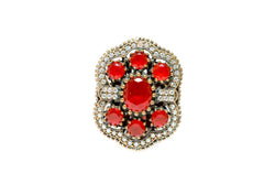 Turkish Silver Ruby Red Statement Ring - Trendz & Traditionz Boutique