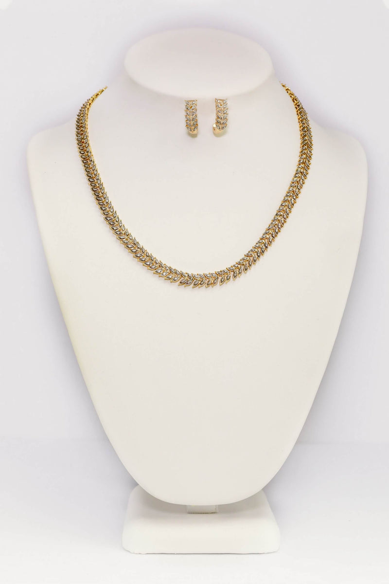  Sterling Silver Gold Necklace & Earrings Set - Trendz & Traditionz Boutique 