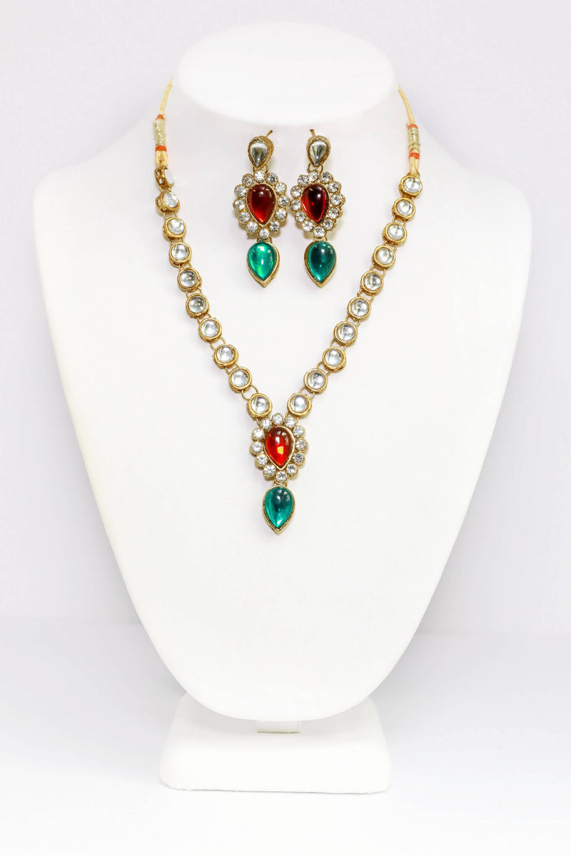 Handcrafted Red & Green Jewelry Set - Indian - South Asian Accessories