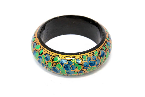 Hand Painted Blue Wooden Bangle - South Asian Fashion & Accessories