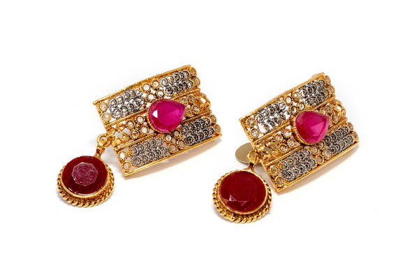 Golden Ruby Dangling Earrings - Trendz & Traditionz Boutique