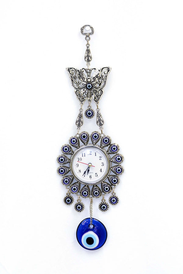 Turkish Evil Eye Butterfly Clock - South Asian Fashion & Unique Home Decor