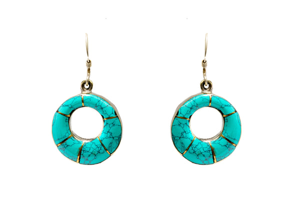 Turquoise Dangle Earrings - Circle - South Asian Jewelry