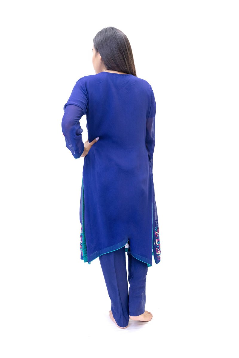 Midnight Blue Chiffon Salwar Kameez-Suit - Trendz & Traditionz Boutique 