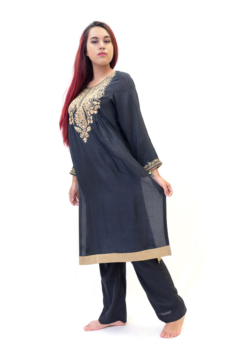 Black Lawn Cotton Salwar Kameez - Suit - Women's South Asian Fashion