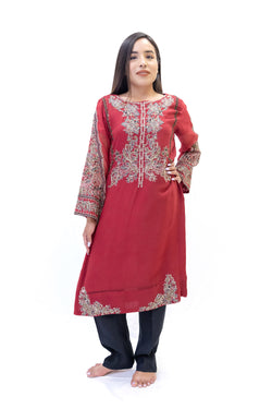 Red Chiffon Salwar Kameez - Suit - Erum Khan - South Asian Fashion