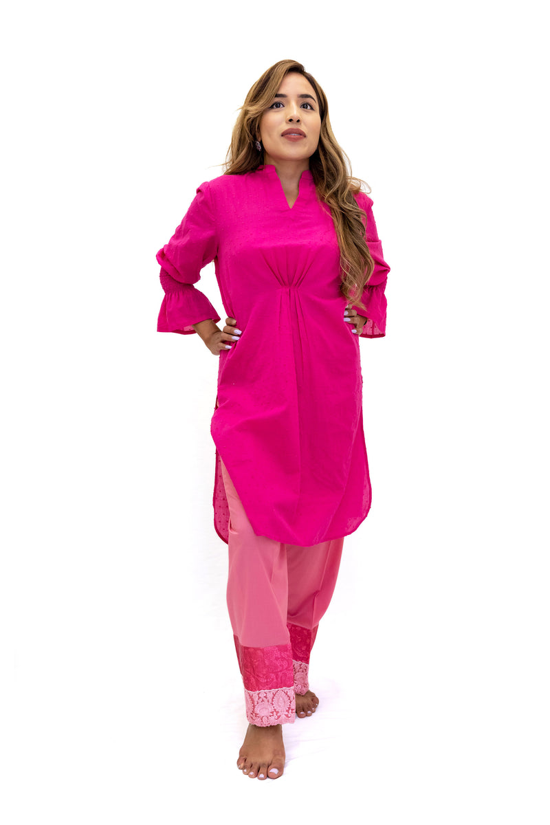 Magenta Cotton Shirt & Pants - Stylish Indian Pakistani Fashion