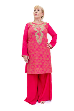 Magenta Chiffon Salwar Kameez - Suit - Women's South Asian Fashion