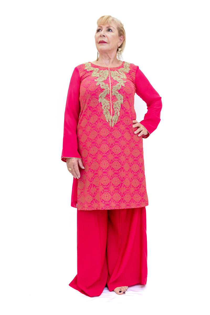 Magenta Chiffon Salwar Kameez - Suit - Women's South Asian Fashion
