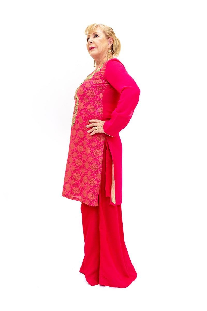 Magenta Chiffon Salwar Kameez - Suit - Women's South Asian Fashion