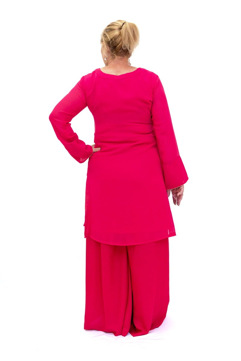 Magenta Chiffon Salwar Kameez - Suit - Women's South Asian Fashion