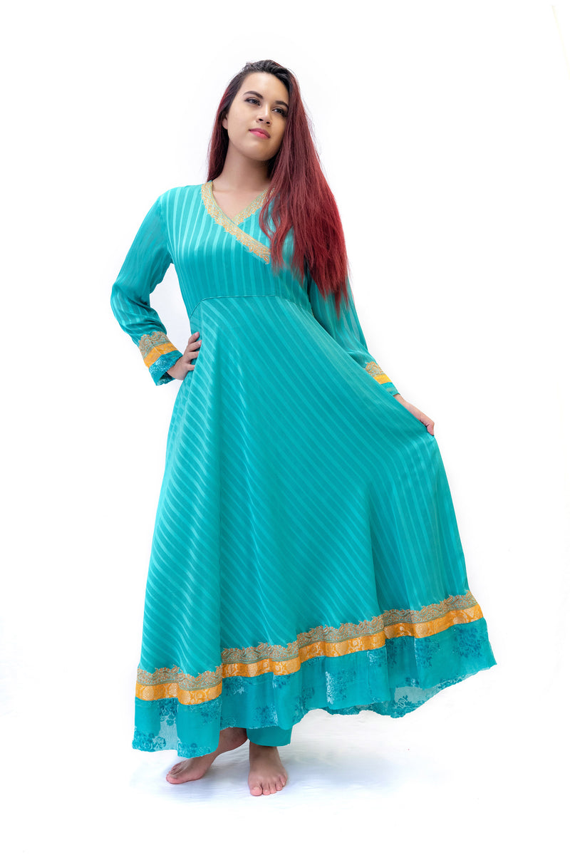 Teal Long Sleeve Dress - South Asian Fashion & Unique Home Decor