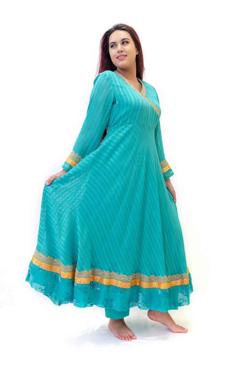 Teal Long Sleeve Dress - South Asian Fashion & Unique Home Decor