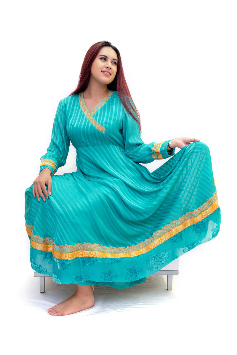 Teal Long Sleeve Dress - South Asian Fashion & Unique Home Decor