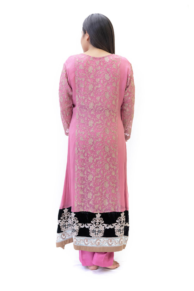 Rose Pink Chiffon Salwar Kameez-Suit - South Asian Fashion & Unique Home Decor
