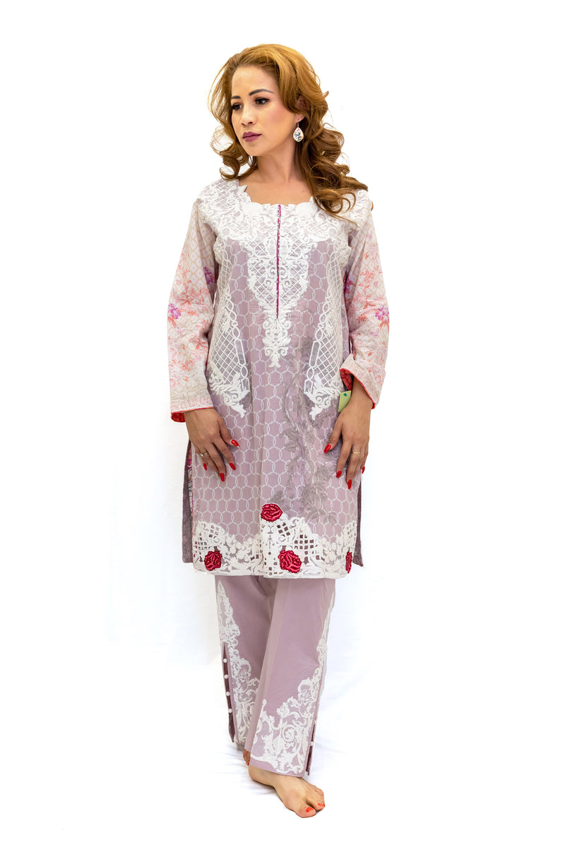 Blush Cotton Floral Salwar Kameez - Women's South Asian Fashion