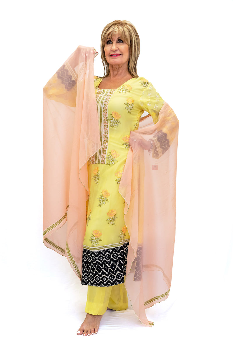 Yellow Silk Salwar Kameez Suit  - South Asian Fashion & Unique Home Decor