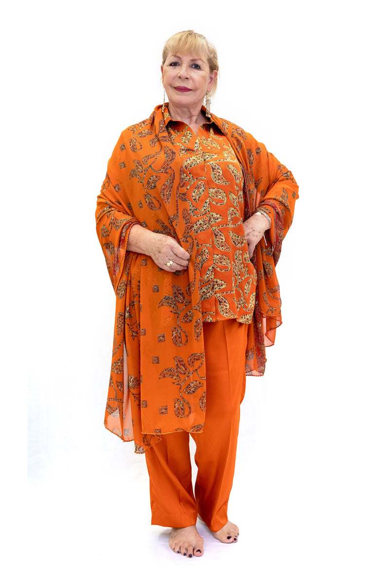 Orange Silk Salwar Kameez - Suit - South Asian Fashion
