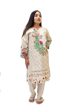 Beige Cotton Salwar Kameez - Erum Khan Suit