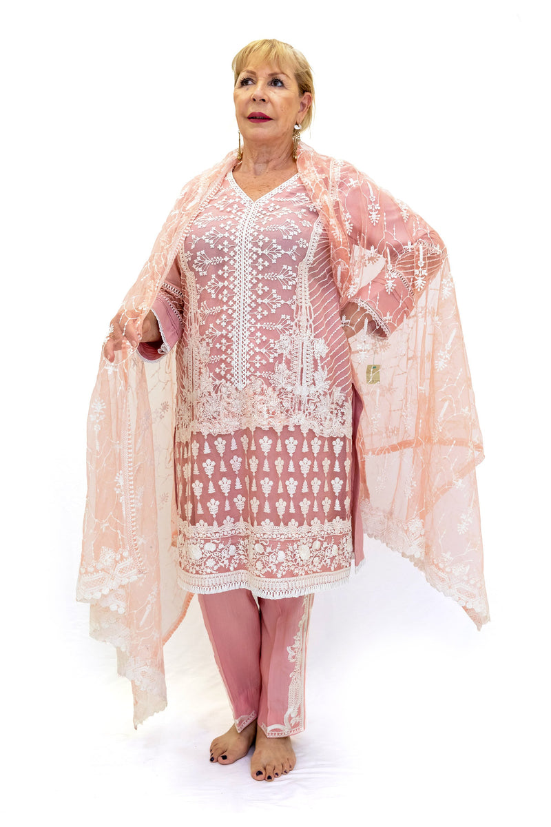 Pink Lace Salwar Kameez-Suit - Sobia Nariz Festive 2019 Collection