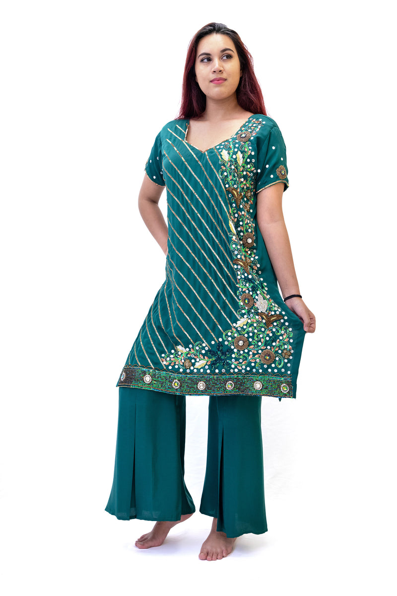Green Silk Salwar Kameez - Suit - South Asian Fashion & Unique Home Decor