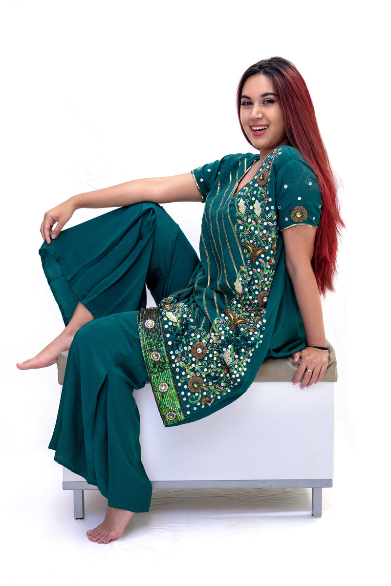 Green Silk Salwar Kameez - Suit - South Asian Fashion & Unique Home Decor