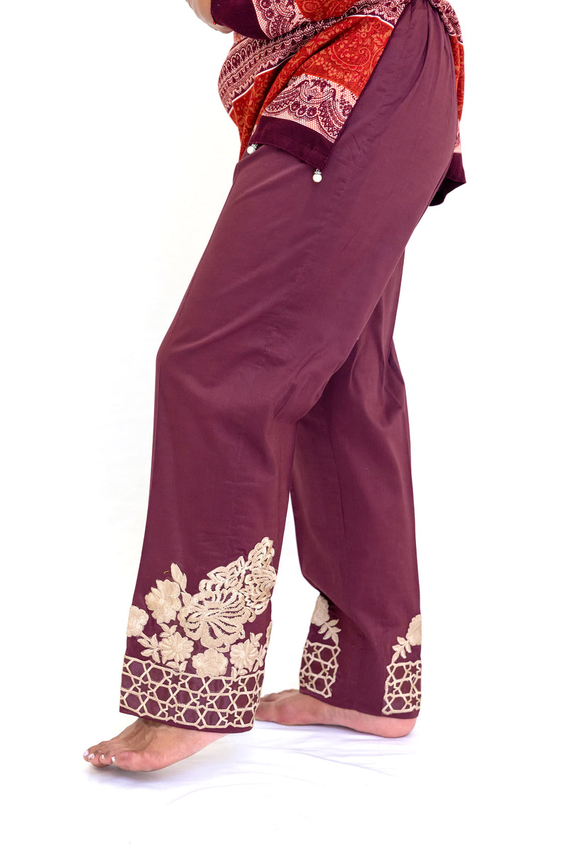 Orange Cotton Shirt & Maroon Cotton Pants - South Asian Fashion