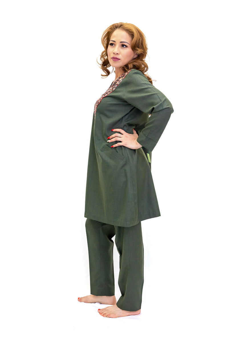 Olive Green Salwar Kameez - Suit - Custom Women's South Asian Fashion