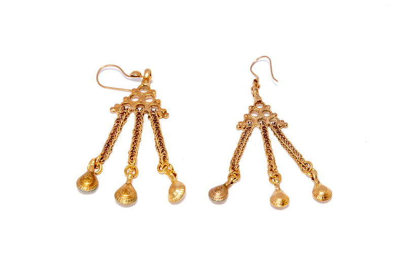18k Yellow Gold Earrings Dangle Earrings 18kt Jhumki Jhimiki Beads,  Handmade Yellow Gold Earrings for Women, Christmas Gift, Asian Gold - Etsy  Singapore