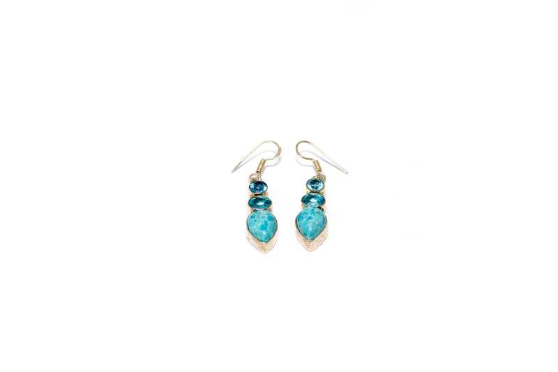 Light Blue Gemstone Earrings - Women's Jewelry - South Asian Fashion