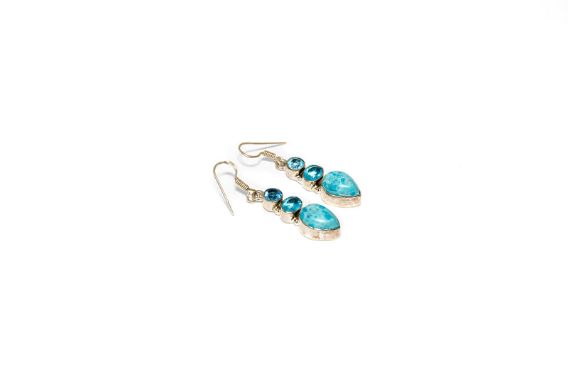 Light Blue Gemstone Earrings - Women's Jewelry - South Asian Fashion