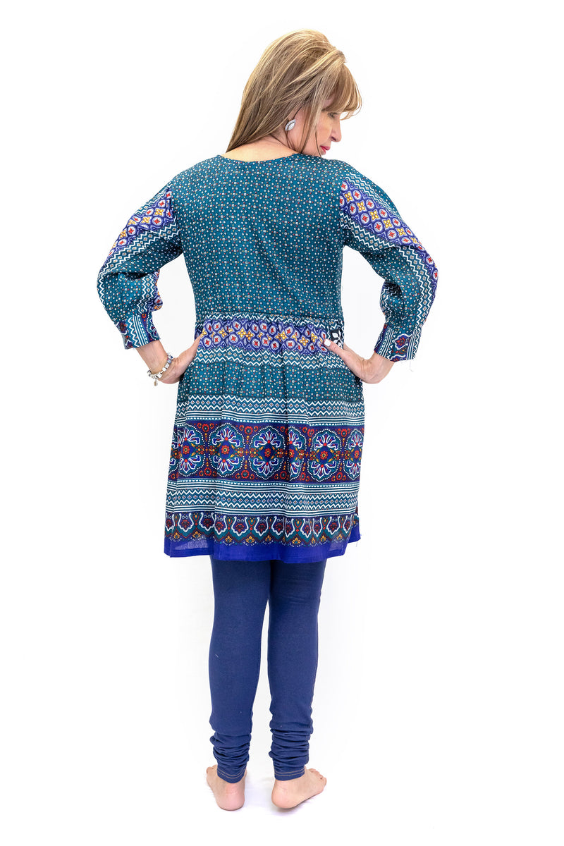 Colorful Multi-Print Cotton Kurti - Shirt - Casual South Asian Fashion