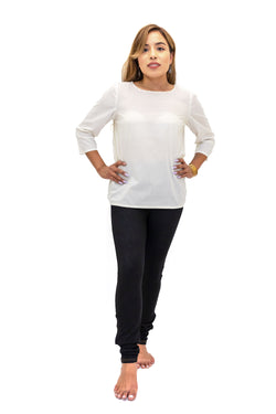 White Long Cotton Shirt & Dark Wash Jeggings - South Asian Fashion