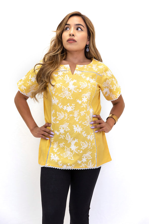 Yellow Cotton Shirt - South Asian Fashion - Casual Wear