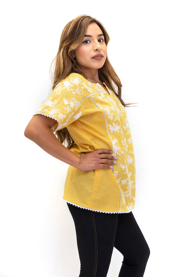 Yellow Cotton Shirt - South Asian Fashion - Casual Wear