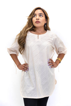 Creme Cotton Shirt  - Women's South Asian Fashion - Casual Wear